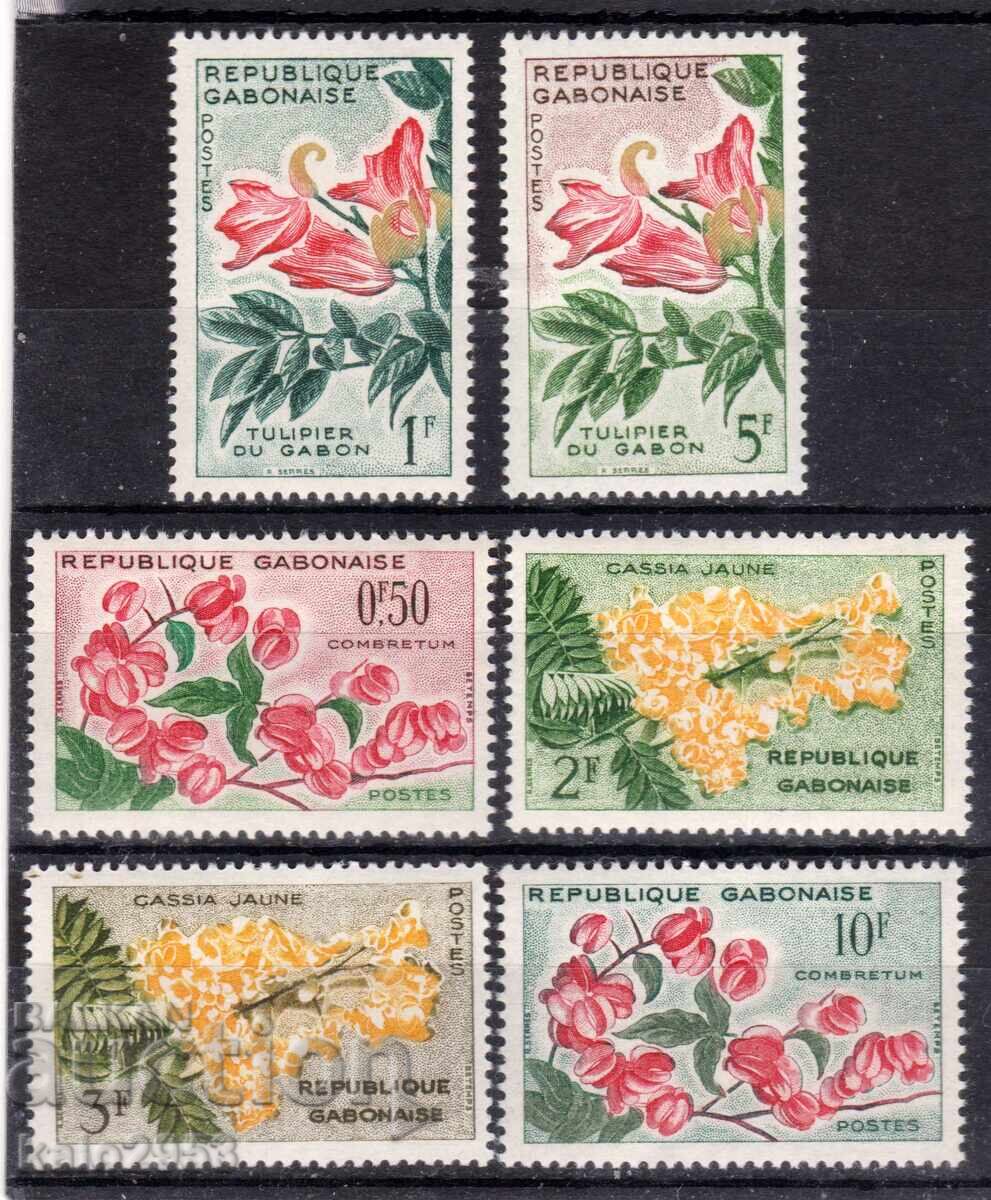 Rep. Gabon-1961-Definitiv-Flori-serie completă, MNH