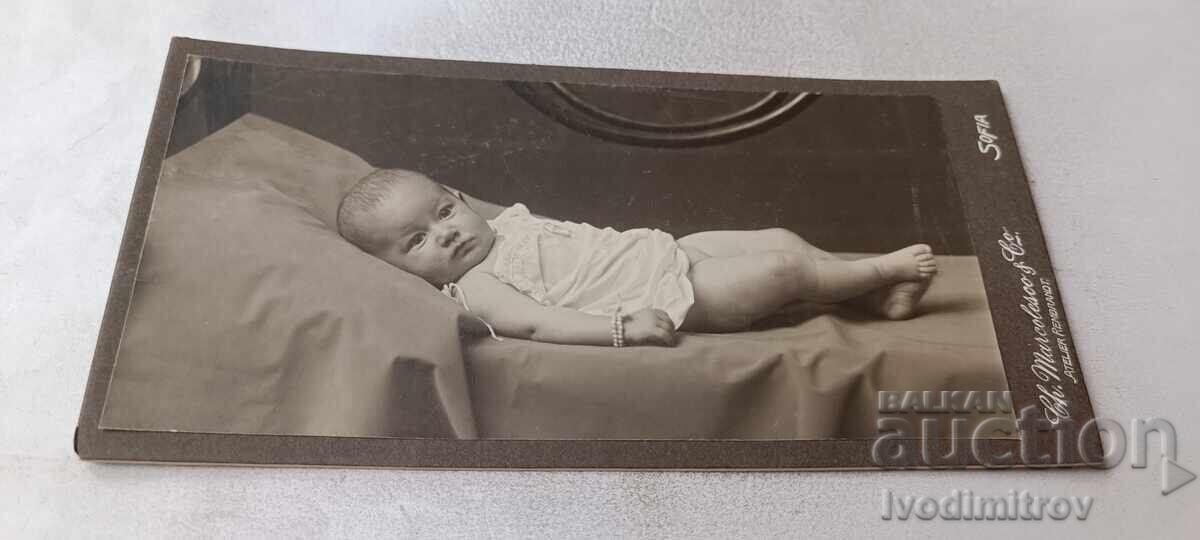 Fotografie Fetiță 1910 Carton