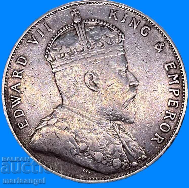 Straits Settlements 1 δολάριο 1907 Μεγάλη Βρετανία Εδουάρδος VII Ag - 5