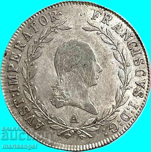 Livrarea 20 creuzere 1814 Austria A - Viena argint