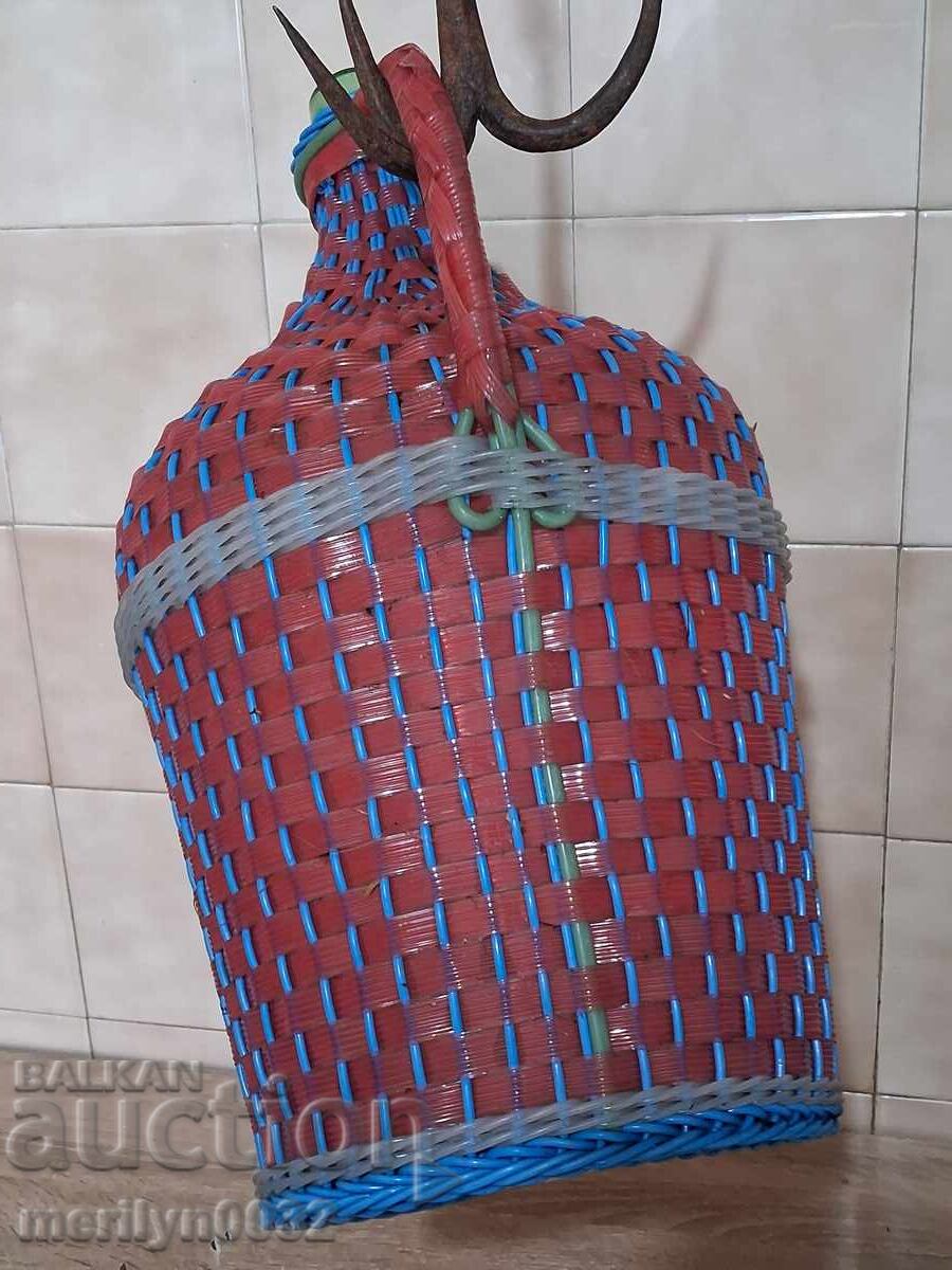 Old woven demijohn, bottle with weave, bottle, glass - 5