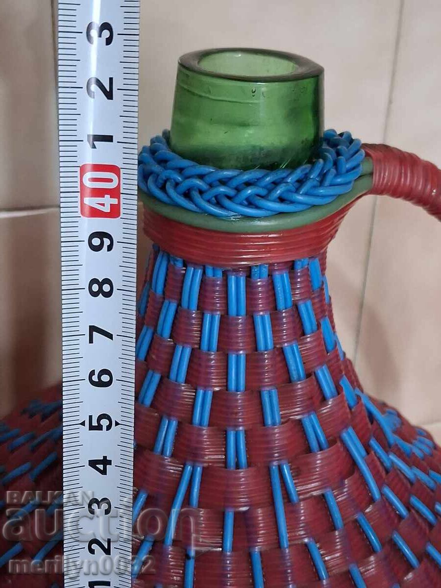 Old woven demijohn, bottle with weave, bottle, glass - 6
