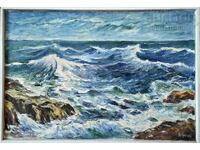 Картина "Бургаското пристанище", худ. Ат. Ганчев, 1980-те г.