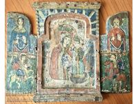 Παλιά οικιακή εικόνα, τρίπτυχο, πρωτόγονη