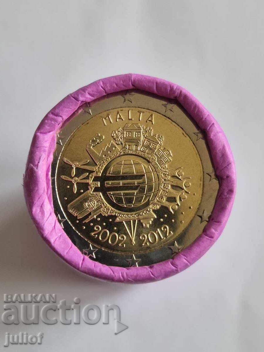 2 ευρώ Μάλτα - 2012 - 10 Χρόνια Ευρώ νομίσματα UNC (ρολό)