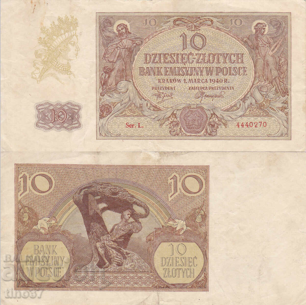 tino37- POLONIA - 10 ZLOTI - 1940