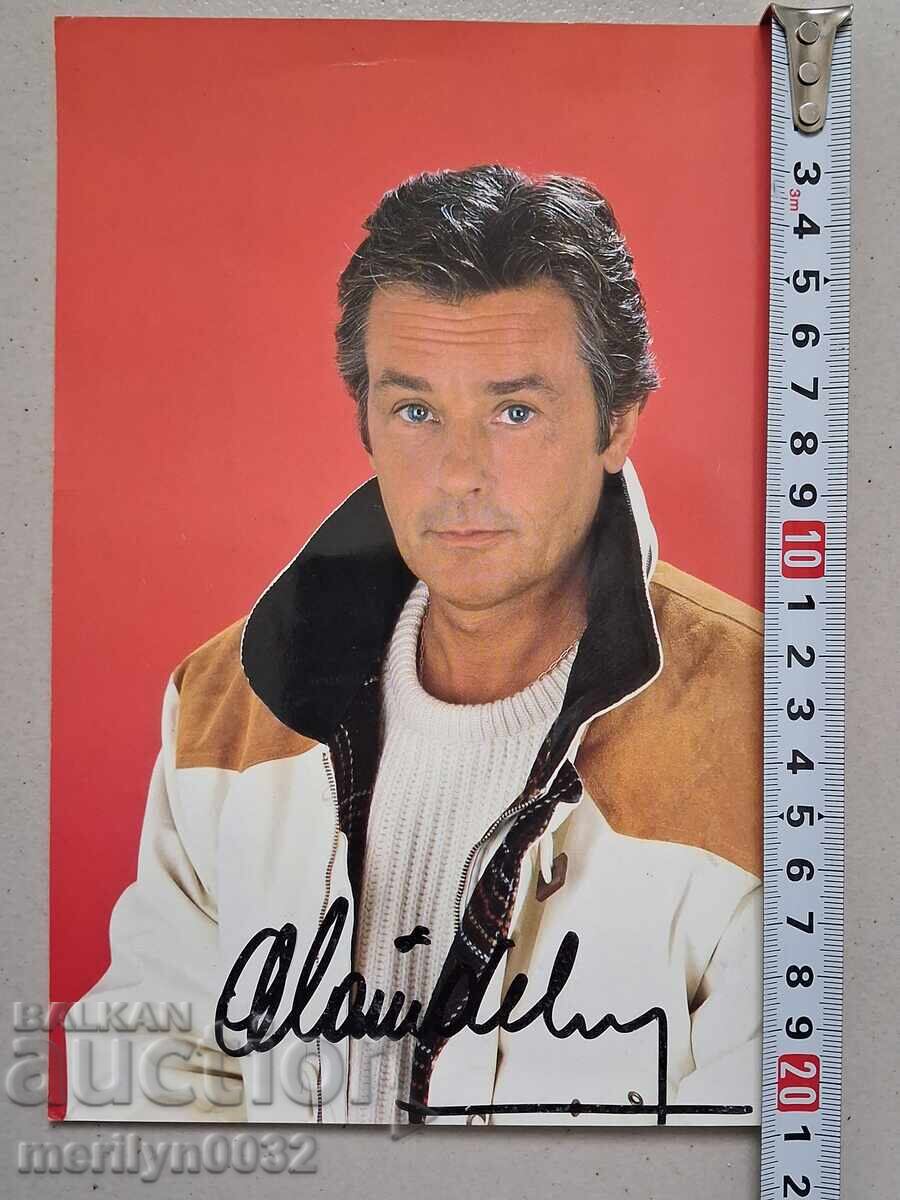 Licitație Fotografie color cu autograf Alain Delon portret fotografie