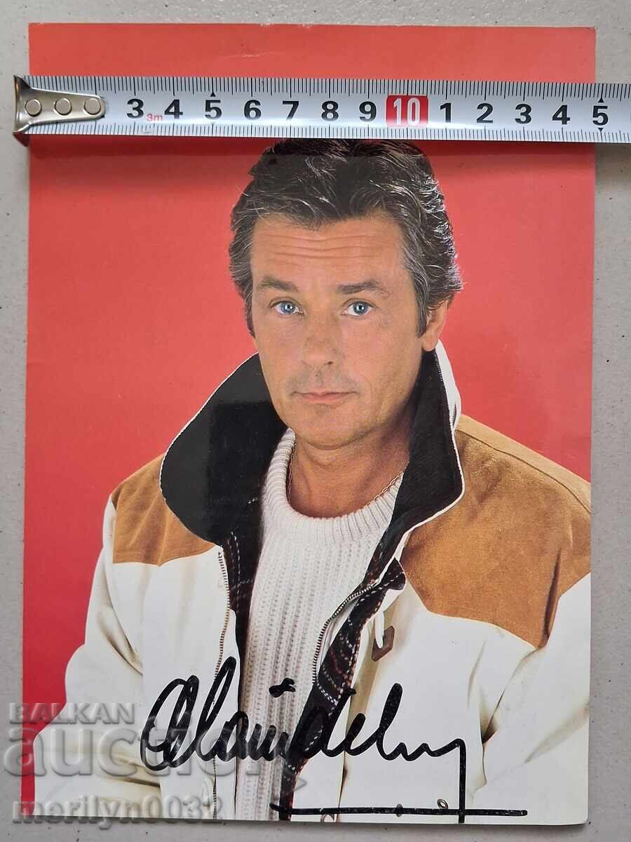 Livrarea Fotografie color cu autograf Alain Delon portret fotografie