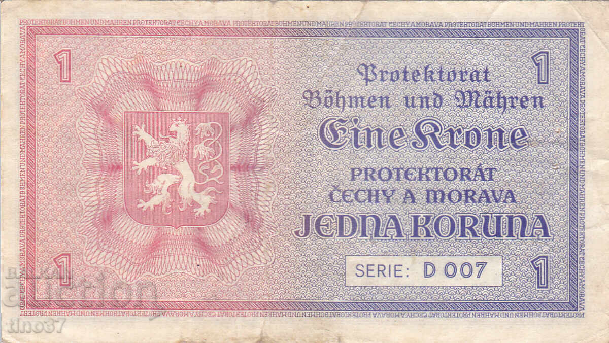 Auction  tino37- BOHEMIA AND MORAVIA - 1 KORUNA - 1940