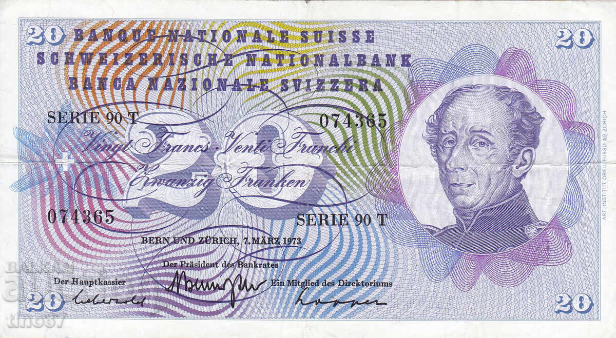 tino37 - ELVEȚIA - 20 FRANCI - 1973 - VF cu preț € 7.30 | 14.28 BGN