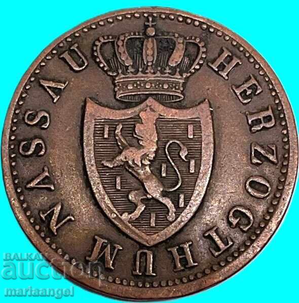 Licitație Nassau 1 Kreuzer 1842 Germania Ducele Adolf aramă