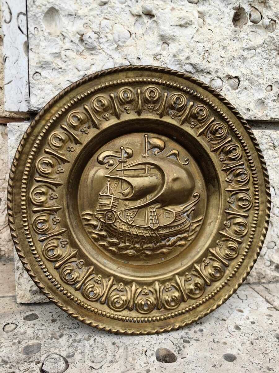 Δημοπρασία ΜΕΓΑΛΟ ΔΙΑΚΟΣΜΗΤΙΚΟ ΜΕΤΑΛΛΙΚΟ ΠΙΑΤΟ ΠΑΝΟ ΚΑΡΑΒΙ ΓΙΑ ΤΟΙΧΟ ΠΙΝΑΚΑΣ