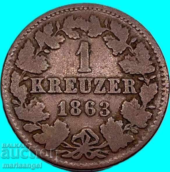 Nassau 1 Kreuzer 1863 Γερμανία - 6
