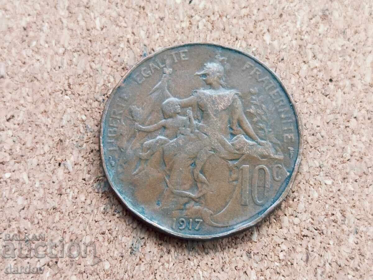 Frantsiya, 10 santima 1917 g.