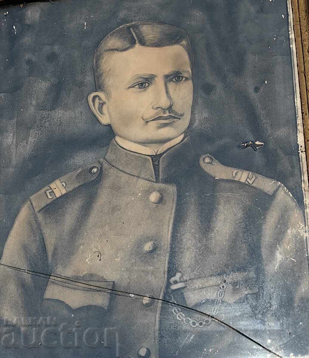 VECHE FOTOGRAFIE MARE PORTRET MILITAR EPOLET NUMĂR UNIFORMĂ cu preț € 45.00 | 88.01 BGN