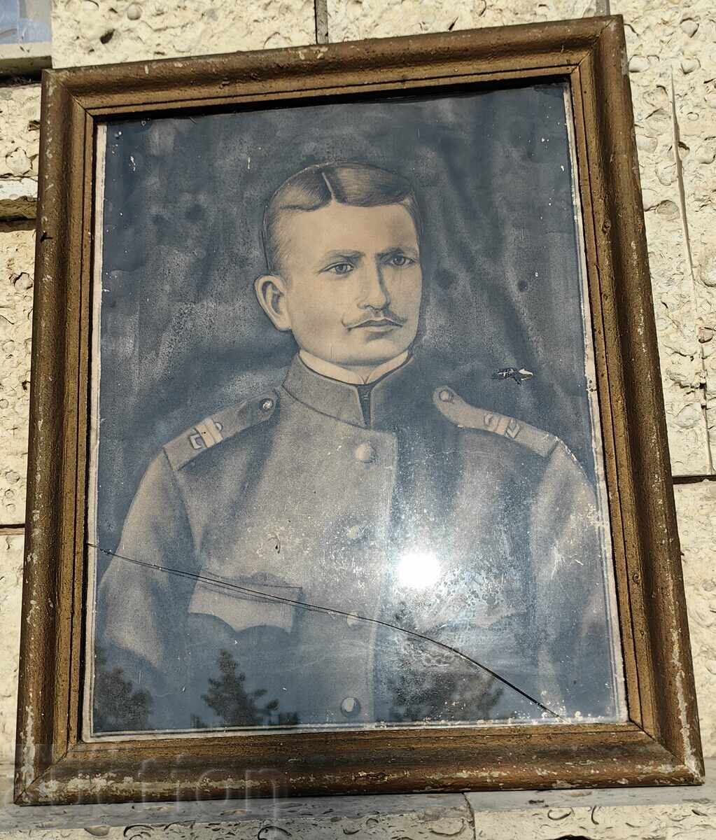 Licitație VECHE FOTOGRAFIE MARE PORTRET MILITAR EPOLET NUMĂR UNIFORMĂ
