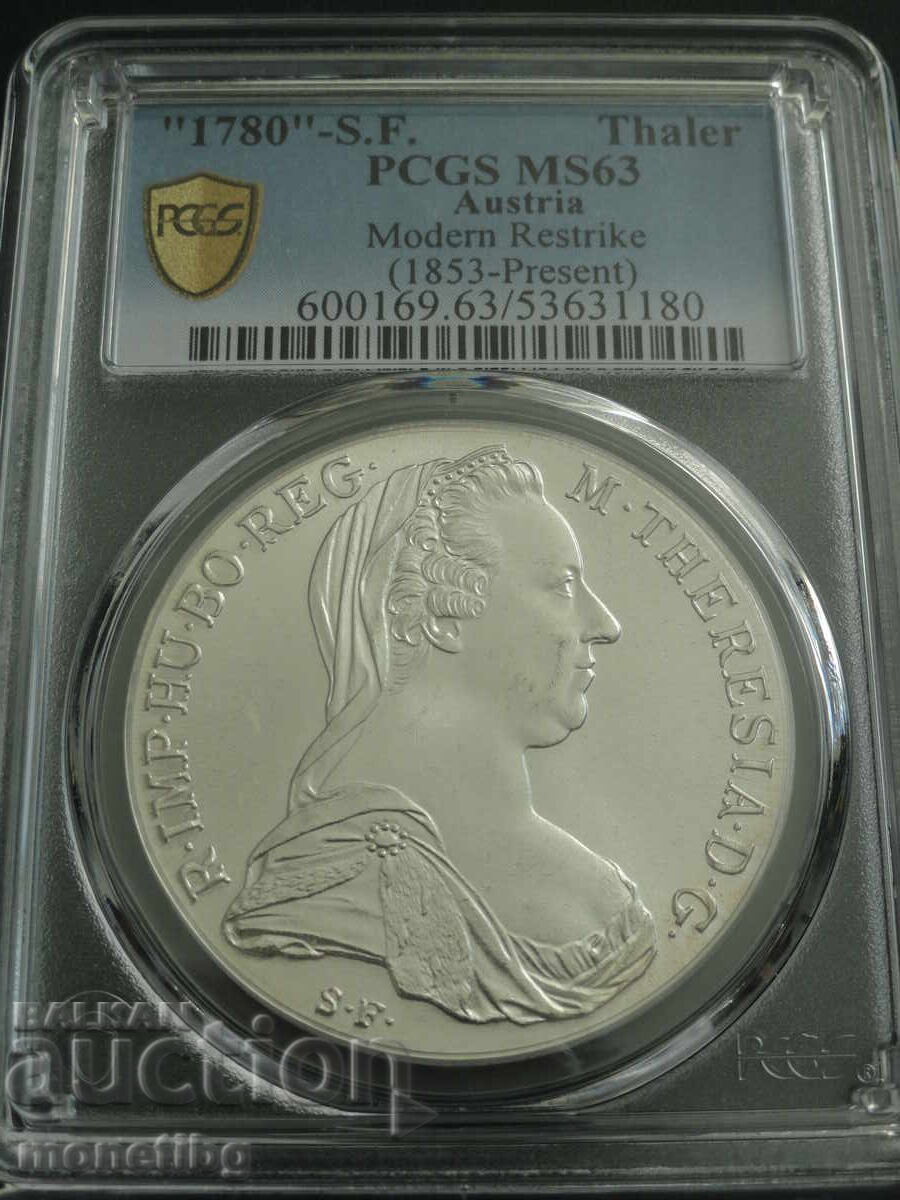Auction  Austria 1780 - Thaler (S.F.) ''Modern Restrike'' PSGS MS63
