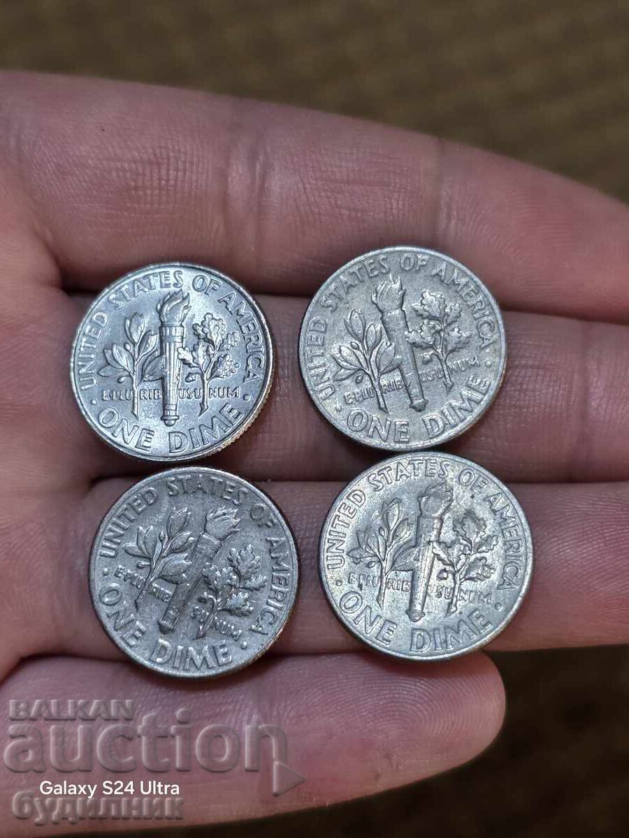 1 DIME SUA. Lot 4 buc. Stare excelentă. Preț fix. Lichidare cu preț € 0.99 | 1.94 BGN