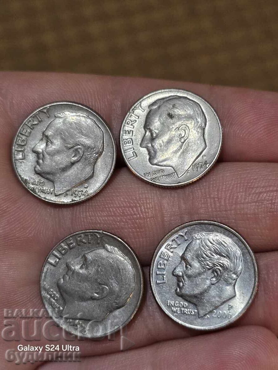 1 DIME SUA. Lot 4 buc. Stare excelentă. Preț fix. Lichidare - 5