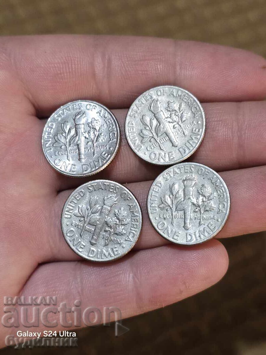 1 DIME SUA. Lot 4 buc. Stare excelentă. Preț fix. Lichidare