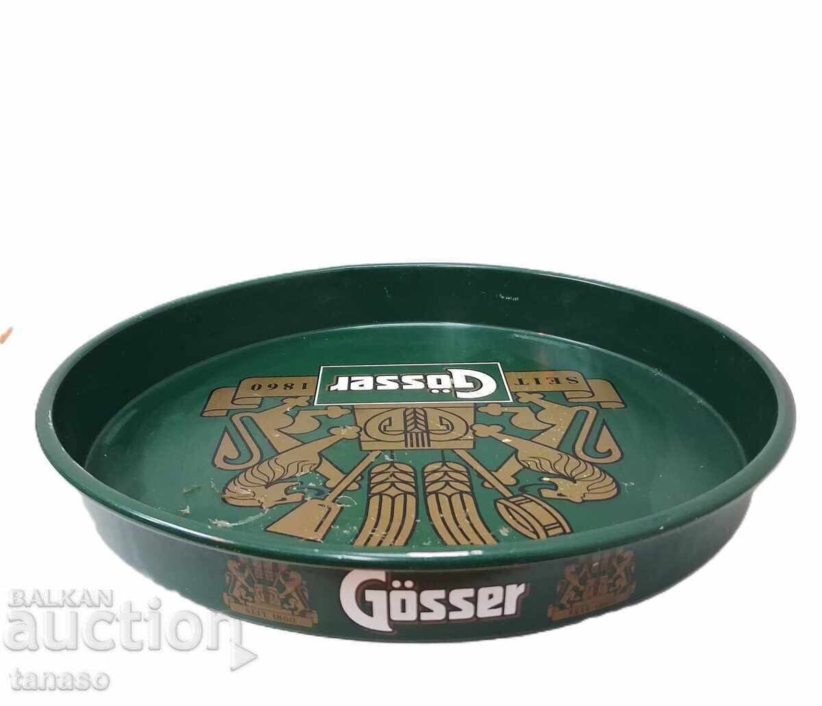 Auction  Retro metal collectible tray Gösser – 33 cm (10.4)