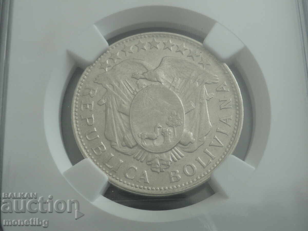 Βολιβία 1902 - 50 Centavos PSGS AU58 (R) Ag - 5
