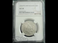 Βολιβία 1902 - 50 Centavos PSGS AU58 (R) Ag