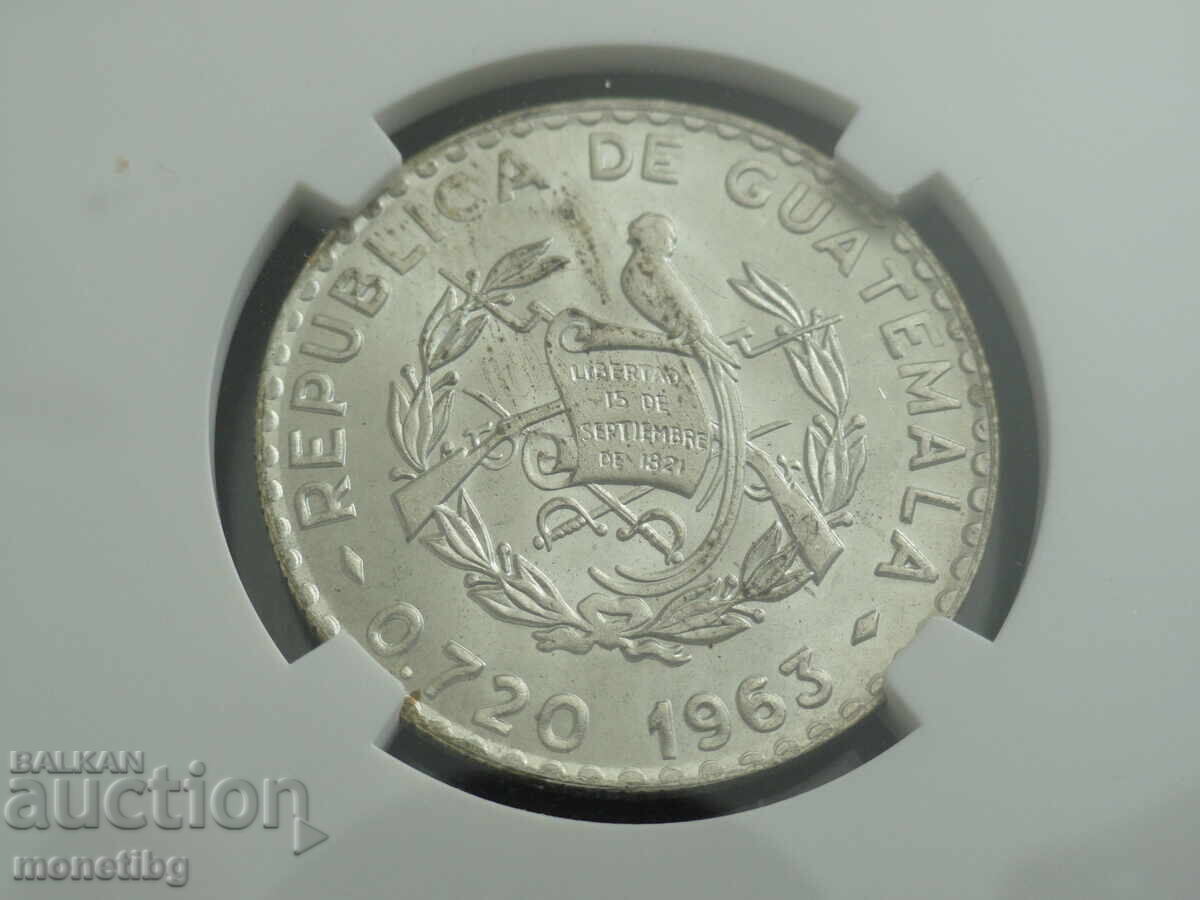 Guatemala 1963 - 25 centavo NGC Ag - 6