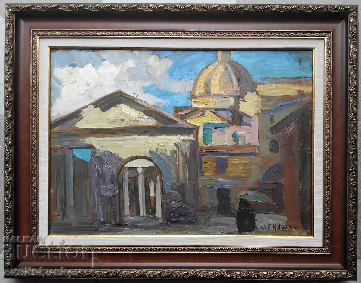 Pictură în ulei de Knut Norman realizată pe placaj (fașer) - 5