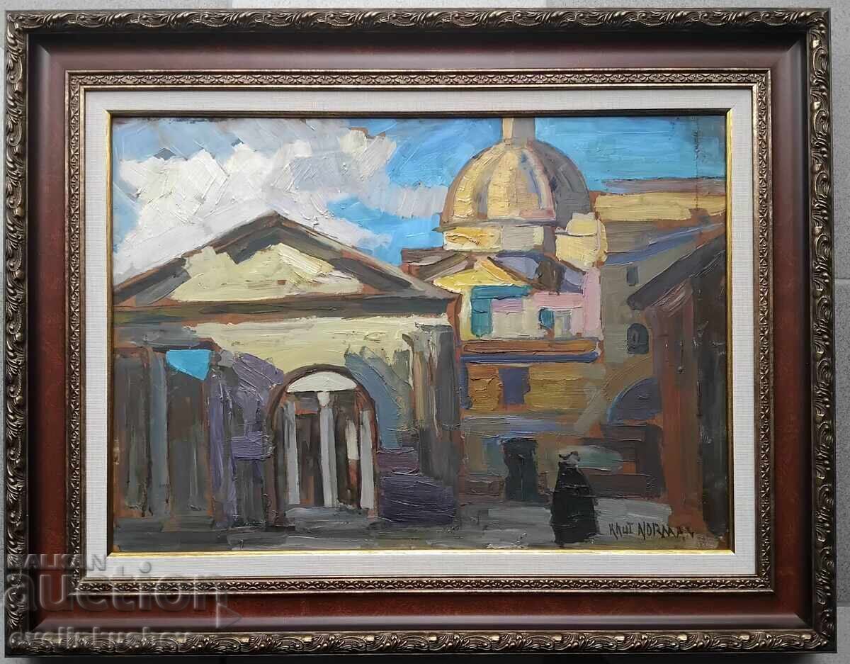 Pictură în ulei de Knut Norman realizată pe placaj (fașer)