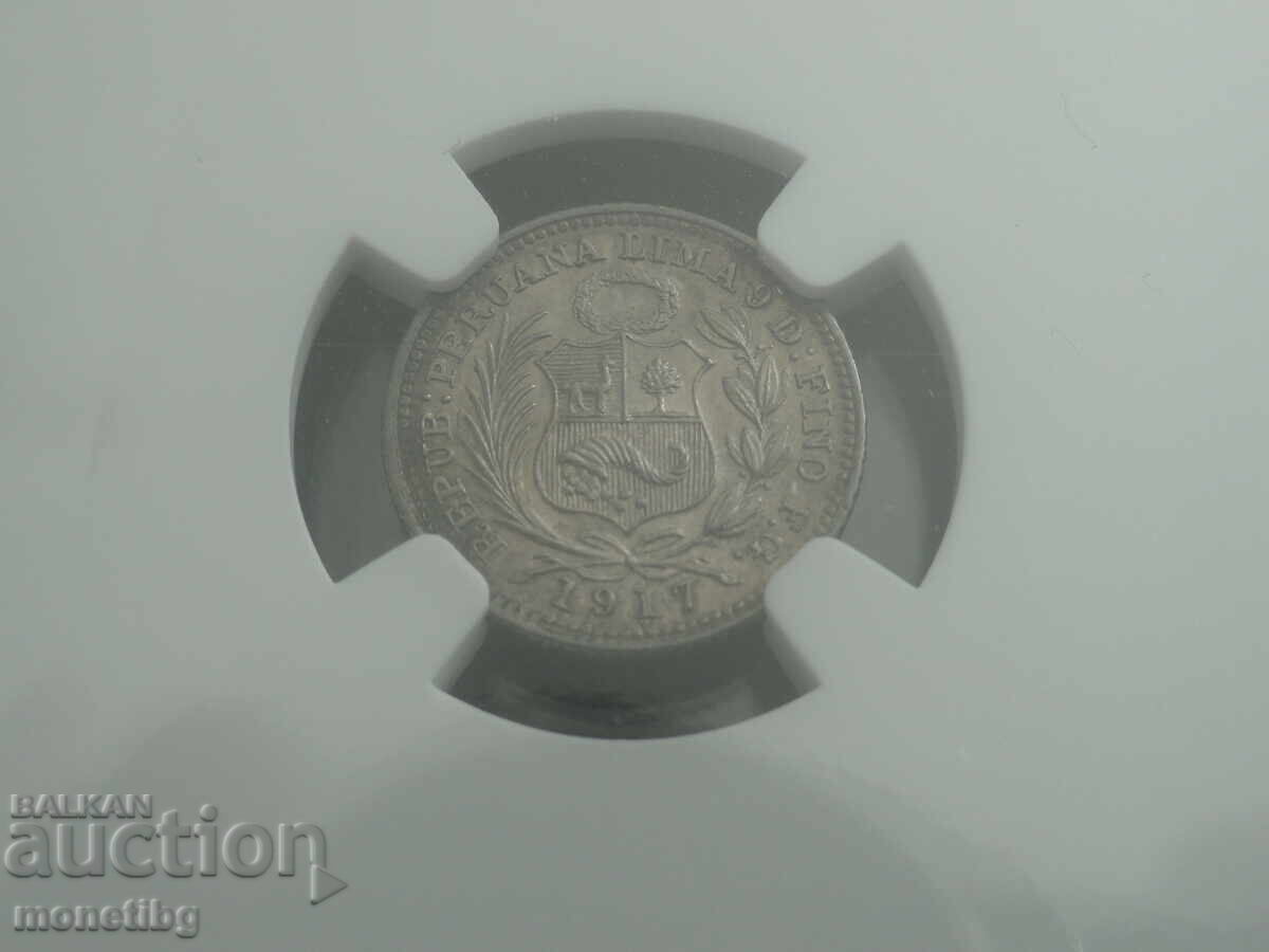 Περού 1917 - 1/2 dinero NGC MS65 Ag - 6