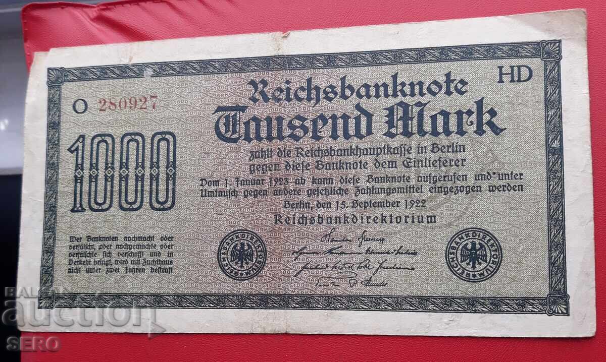 Bancnotă-Germania-1000 de mărci 1922