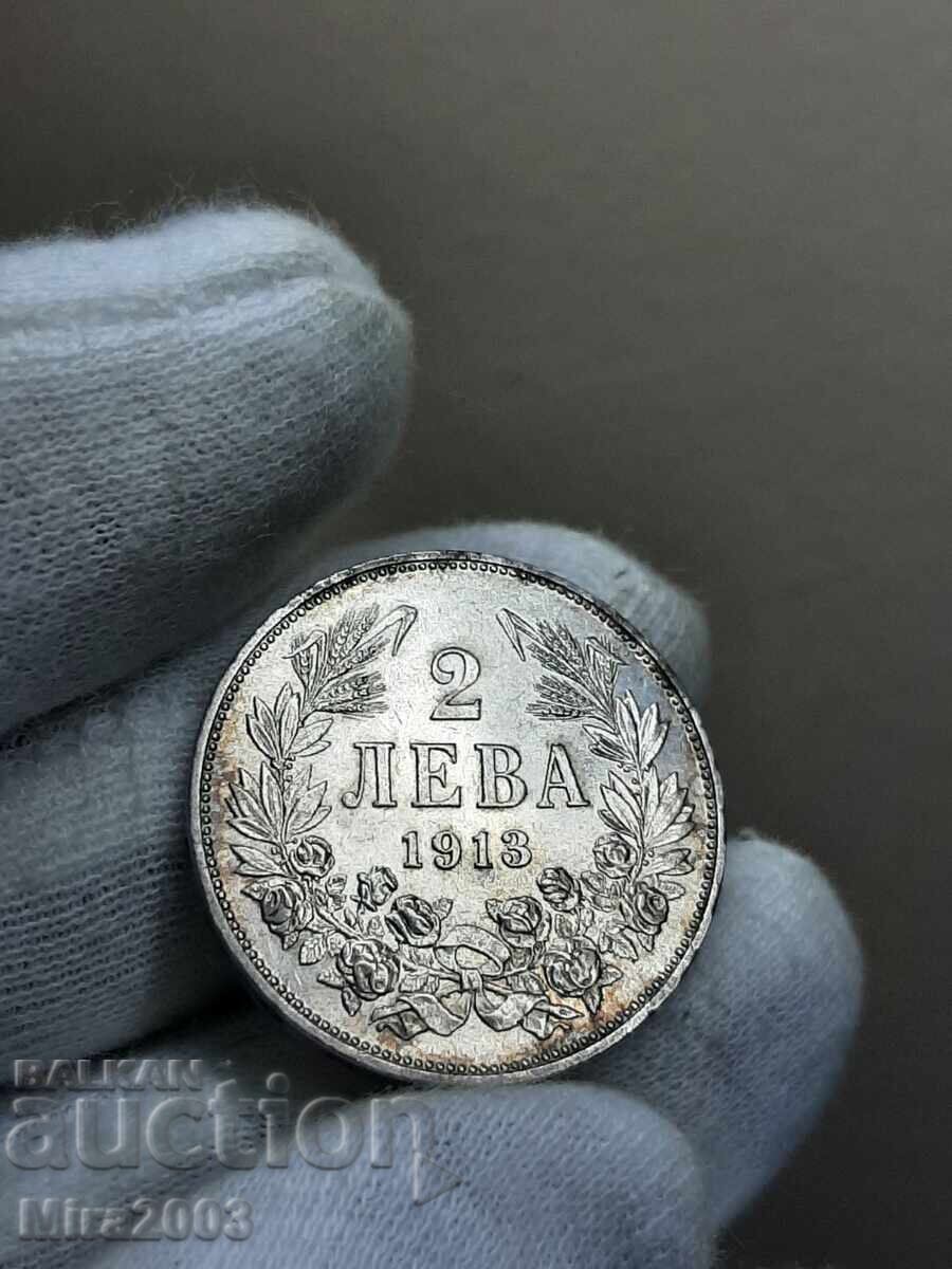 2 leva 1913 de la 0.01c. BZȚ cu preț € 56.00 | 109.53 BGN