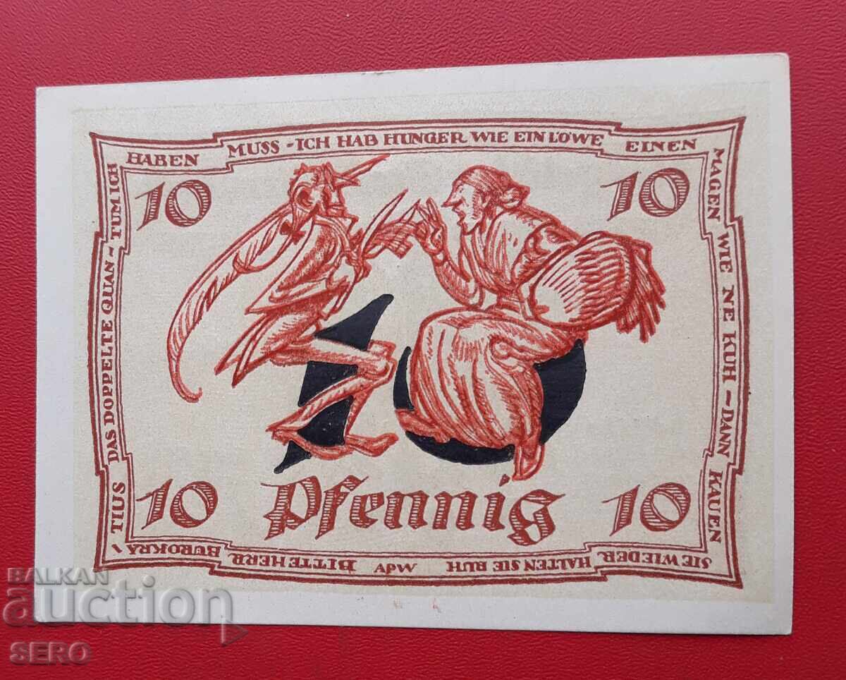 Banknote-Germany-Thuringia-Arnstadt-10 pfennig 1921 with price € 1.00 | 1.96 BGN