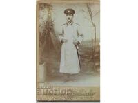 fotografie veche Principatul Bulgariei carton militar sabie