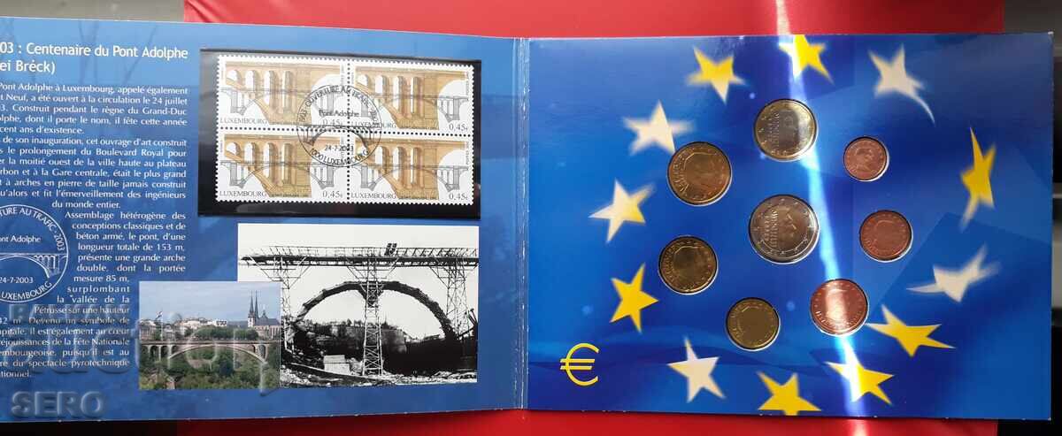 Luxemburg-SET 2003-din 8 monede euro+4 timbre poștale cu preț € 17.00 | 33.25 BGN