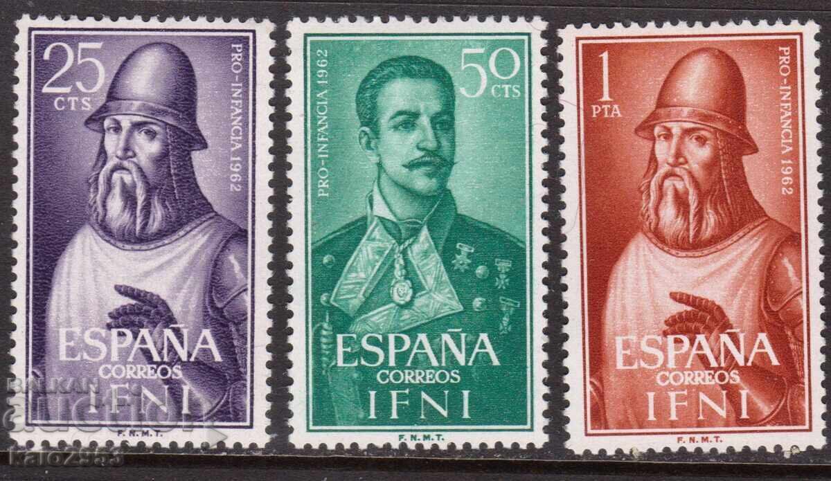 IFNI/Spania-1962-Caritabil "Pentru copii", serie-personalități, MNH