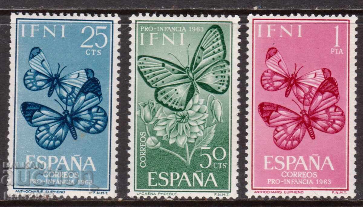 IFNI/Spania-1963-Caritabil "Pentru copii", serie-fluturi, MNH