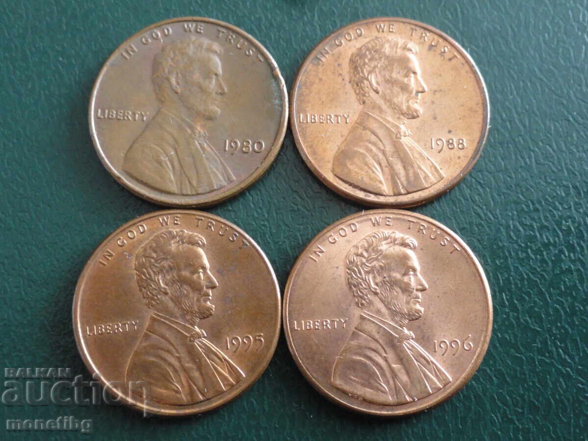 Auction  USA - 1 cent (4 pieces)