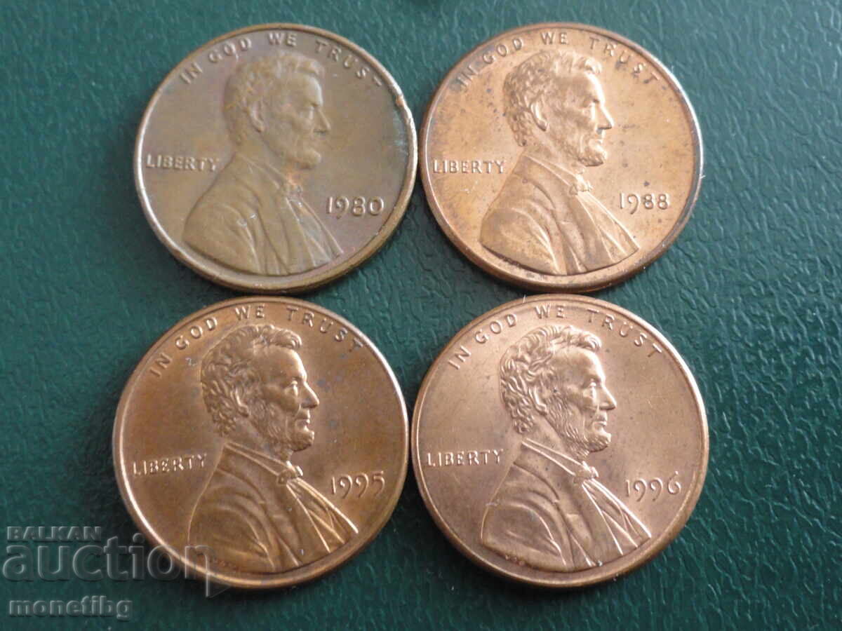 USA - 1 cent (4 pieces)
