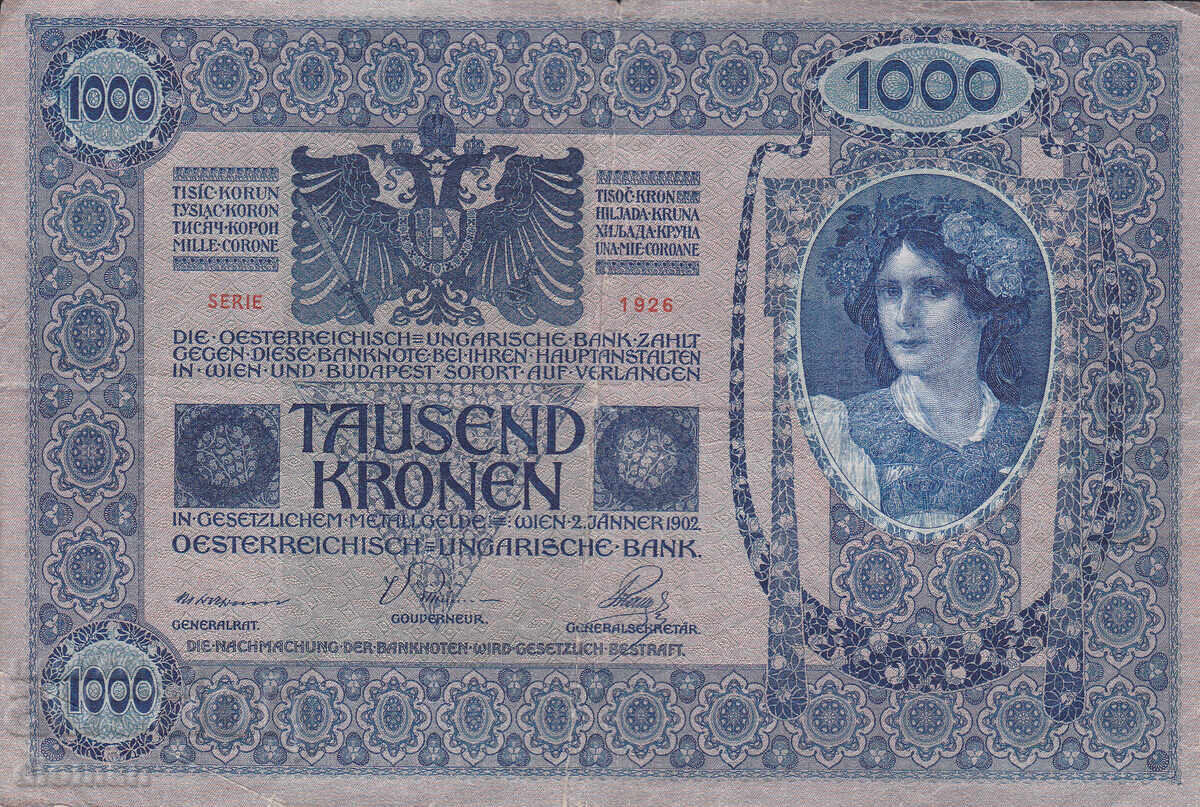 dioman - AUSTRIA-UNGARIA - 1000 COROANE - 1902g cu preț € 3.70 | 7.24 BGN