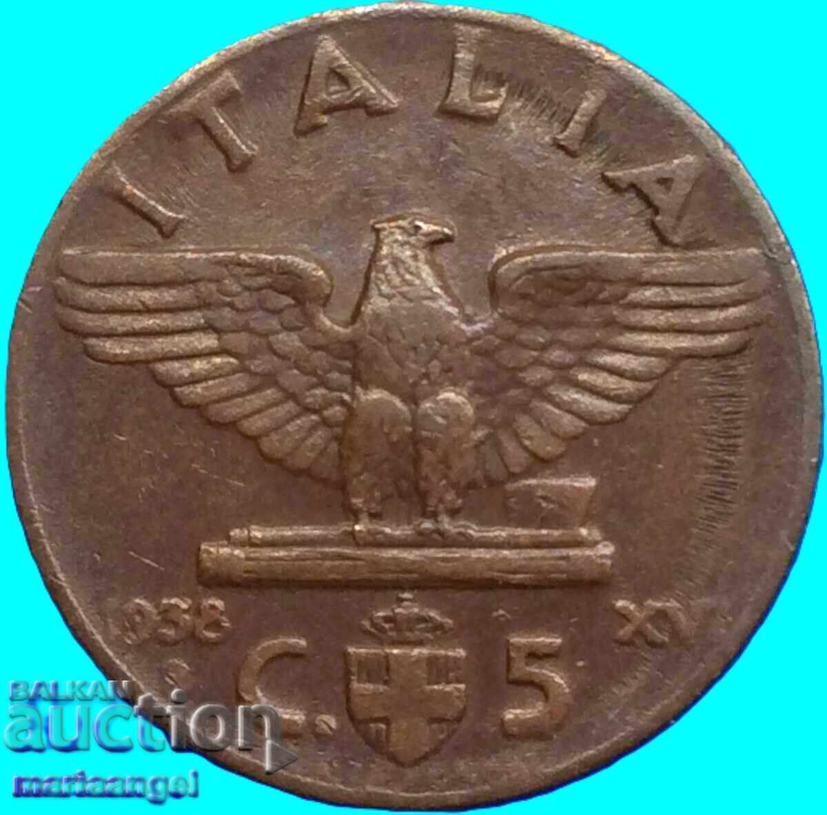 1938 5 чентесими Италия Орел бронз - 7