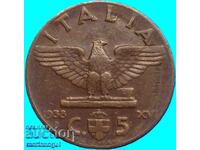 1938 5 centesimi Italy Eagle bronze