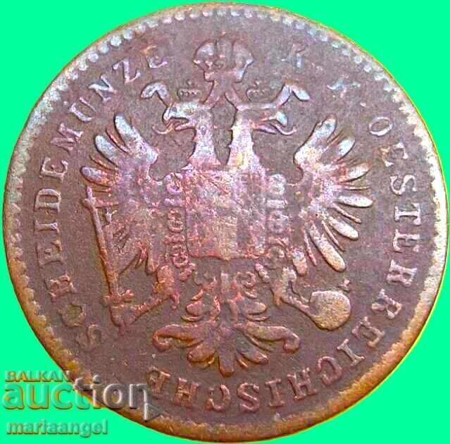 1 Kreuzer 1858 M - Milano Austria pentru Italia - rar - 7