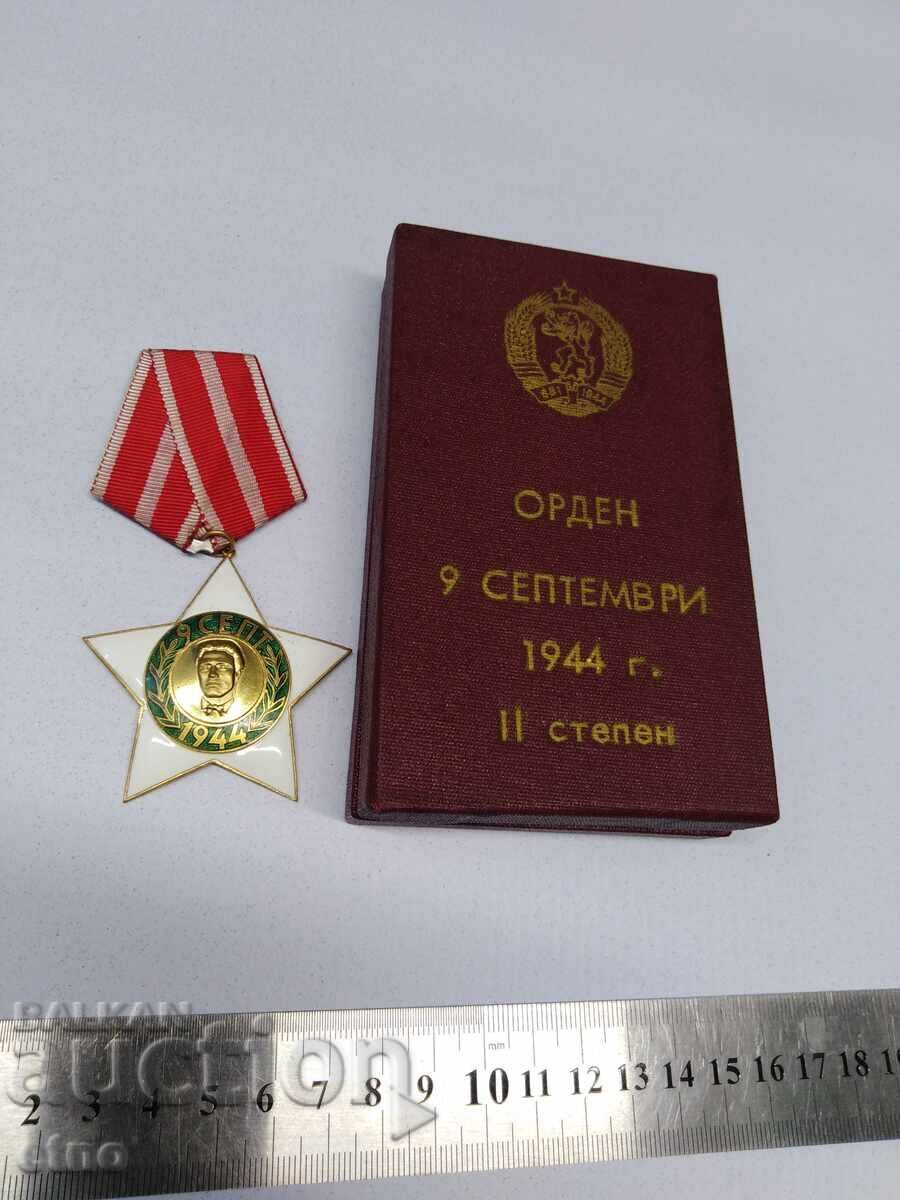 Livrarea ORDINUL 9 SEPTEMBRIE 1944, GRADUL 2, CU CUTIE, MEDALIE, DISTINCȚIE