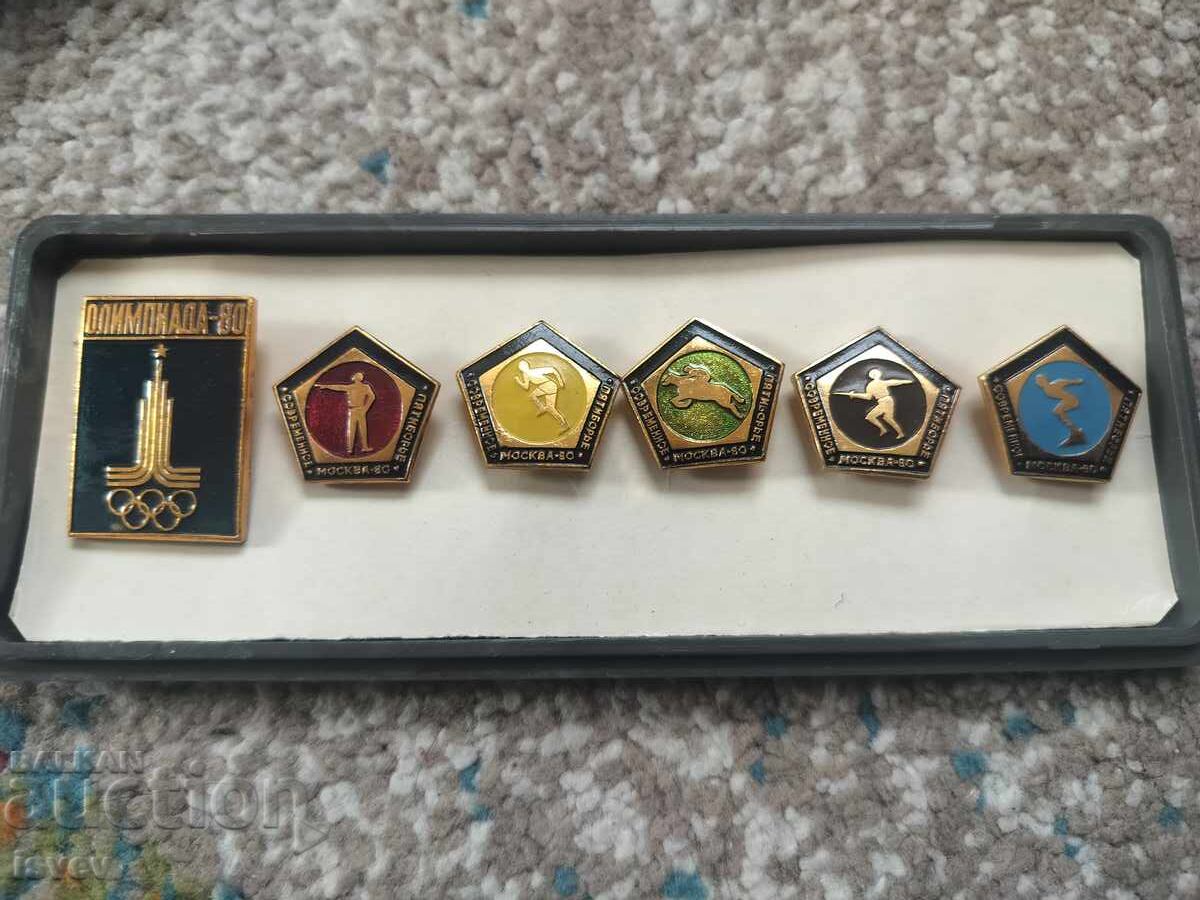 Set de insigne de la Olimpiada de la Moscova 1980