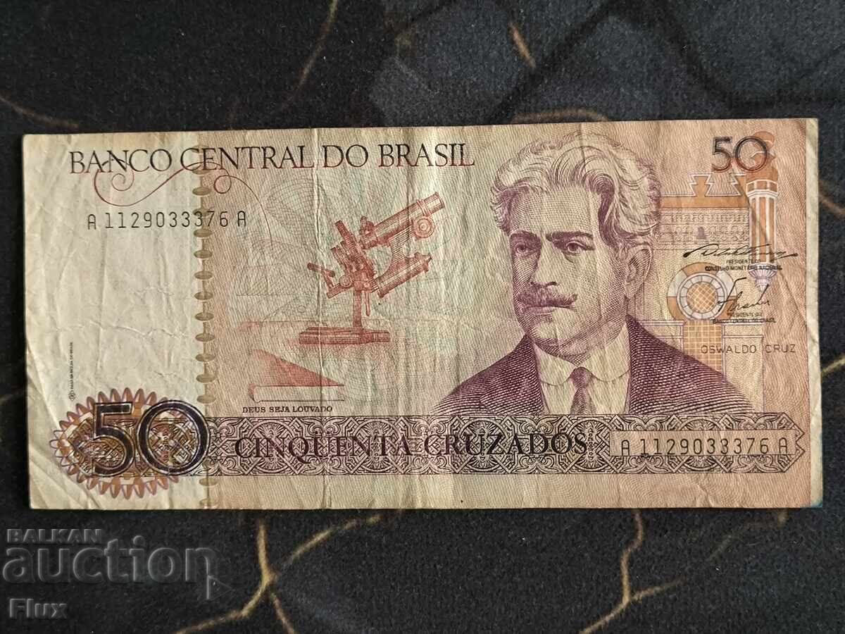 Bancnotă - Brazilia - 50 cruzados | 1986