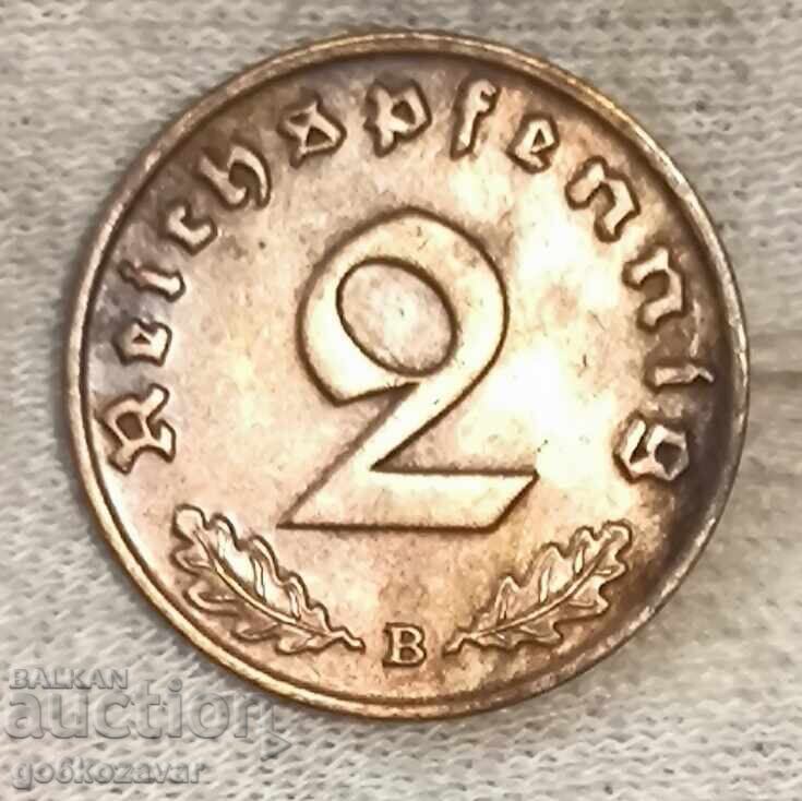 Germania al Treilea Reich 2 reichsfenning 1938