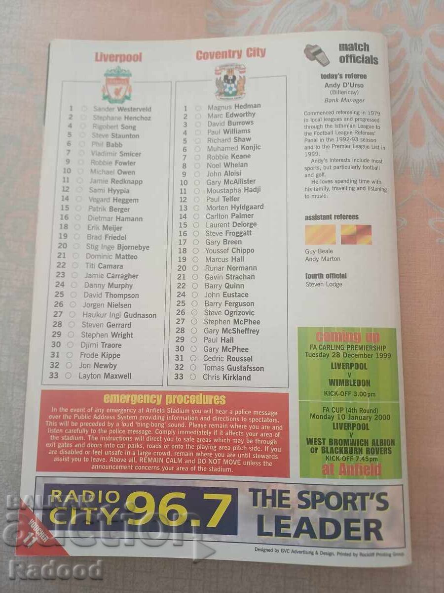 Revistă LIVERPOOL 1999 - 7