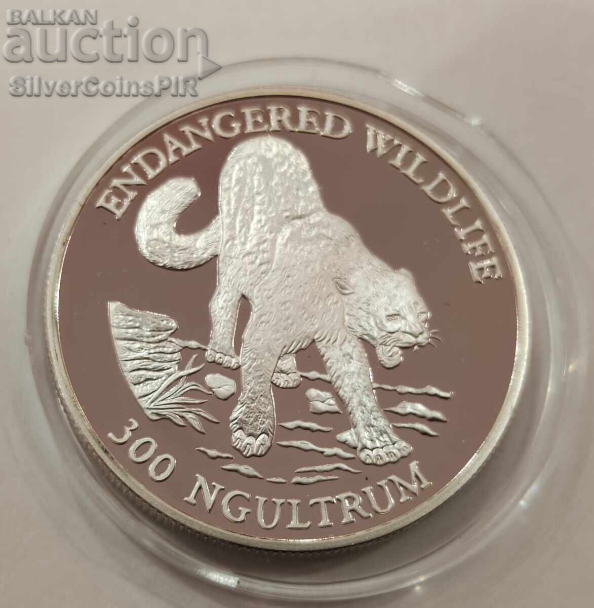 Argint 300 Ngultrum Jaguar 1991 Bhutan Animale pe cale de dispariție cu preț € 11.00 | 21.51 BGN